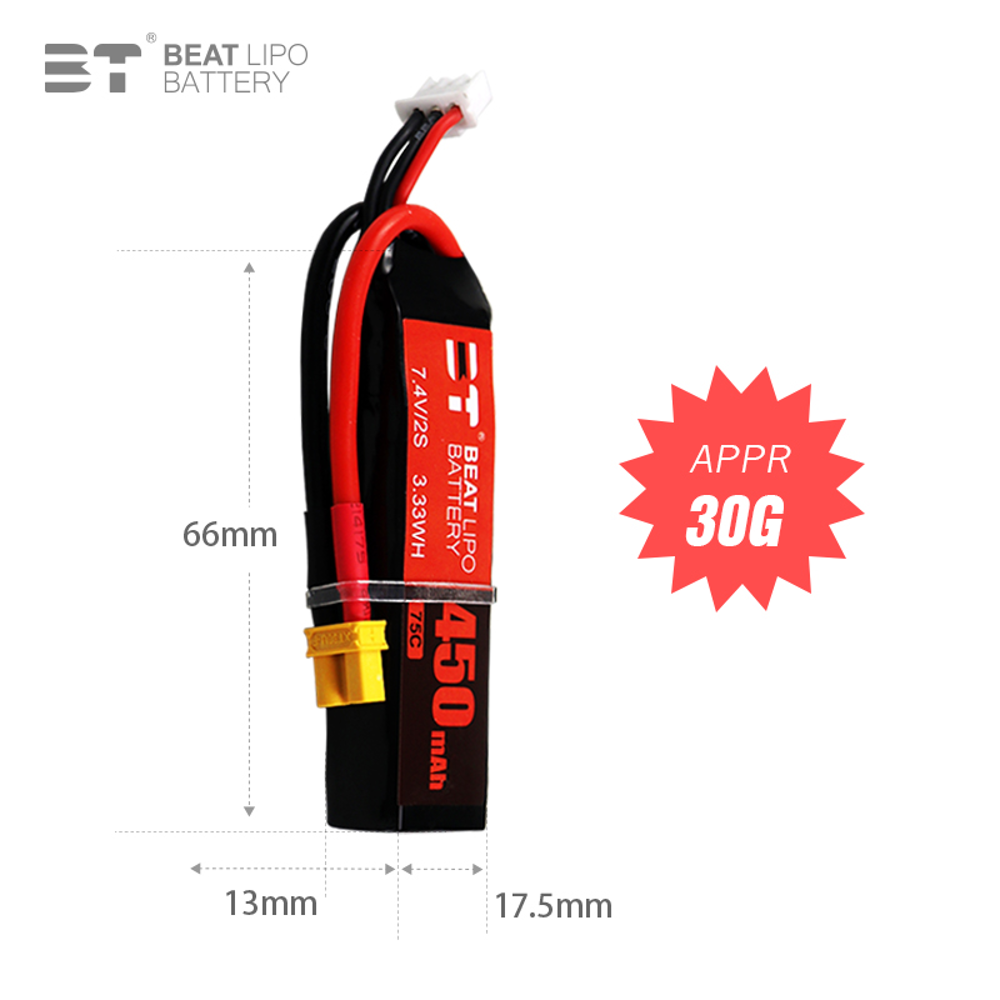 BEAT 2S 7.4V 450mAh 75C LiPo B - Drone Battery Li-Ion review and price