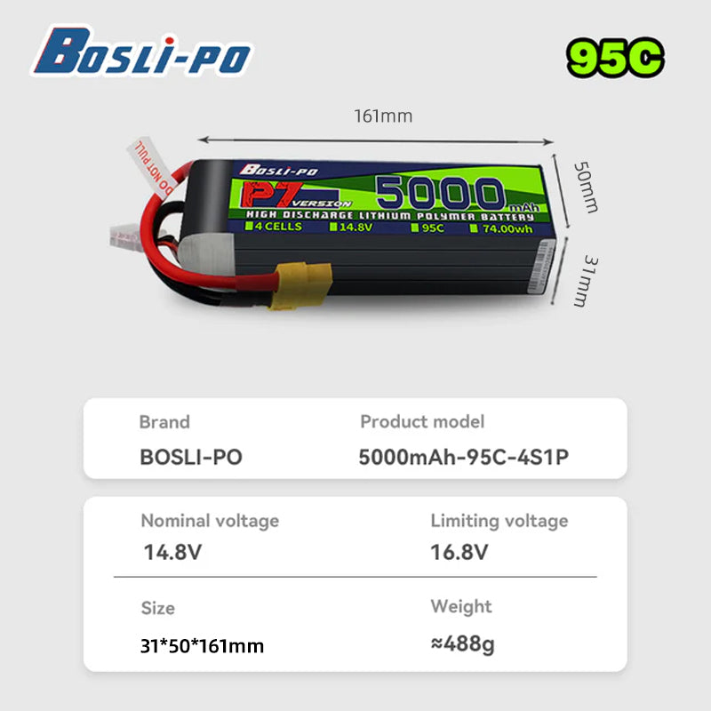 Boslipo P7 Version 5000mAh 95C - Drone Battery 4S review and price