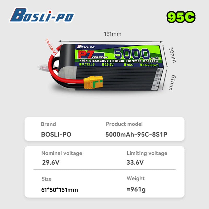 Boslipo P7 Version 5000mAh 95C - Drone Battery 4S review and price